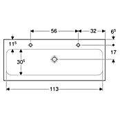 Geberit iCon Light Doppelwaschtisch (120 x 48 cm, Ohne Spezialglasur, Hahnloch: Links, Ohne Überlauf, Weiß) | BAUHAUS