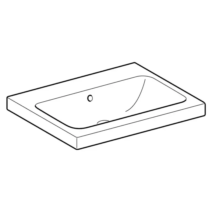 Geberit iCon Light Waschtisch - 60 x 48 cm, Ohne Spezialglasur, Hahnloch: Ohne, Mit Überlauf, Weiß - Rechteckiges Keramik-Waschbecken mit integriertem Becken, Überlauf und Abfluss.
