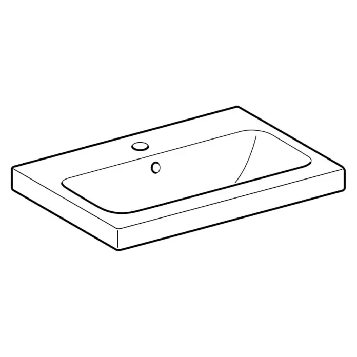 Geberit iCon Light Waschtisch - 60 x 42 cm, Ohne Spezialglasur, Hahnloch: Mitte, Mit Überlauf, Weiß - Rechteckiges, weißes Keramik-Waschbecken mit integriertem Becken und Armaturöffnungen.