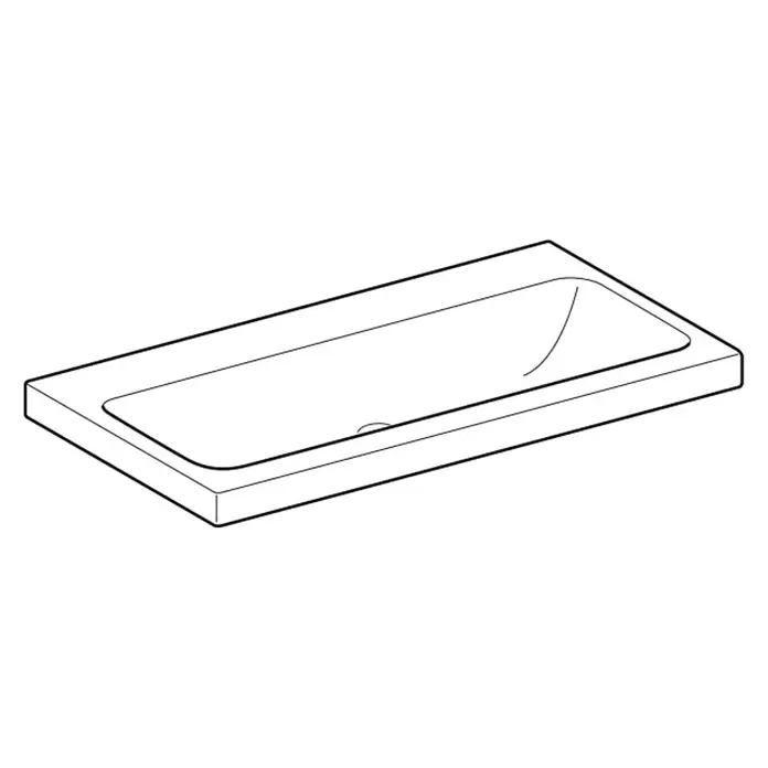 Geberit iCon Light Waschtisch - 90 x 48 cm, Mit schmutzabweisender Glasur, Hahnloch: Ohne, Ohne Überlauf, Weiß - Weiße rechteckige Einbau-Duschwanne mit sichtbarem Ablauf.