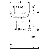 Geberit Renova Waschbecken (B x L: 45 x 36 cm, Mit schmutzabweisender Glasur, Hahnloch: Ohne, Mit Überlauf, Weiß) | BAUHAUS