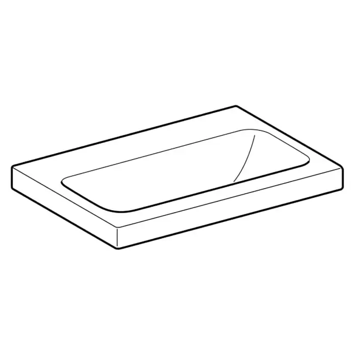 Geberit iCon Light Waschtisch - 60 x 42 cm, Mit schmutzabweisender Glasur, Hahnloch: Ohne, Ohne Überlauf, Weiß - Rechteckiges weißes Einbaubecken mit glatter, gekrümmter Innenseite.