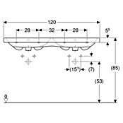 Geberit iCon Light Doppelwaschtisch (120 x 48 cm, Mit schmutzabweisender Glasur, Ohne Hahnloch/Mit Überlauf, Weiß) | BAUHAUS