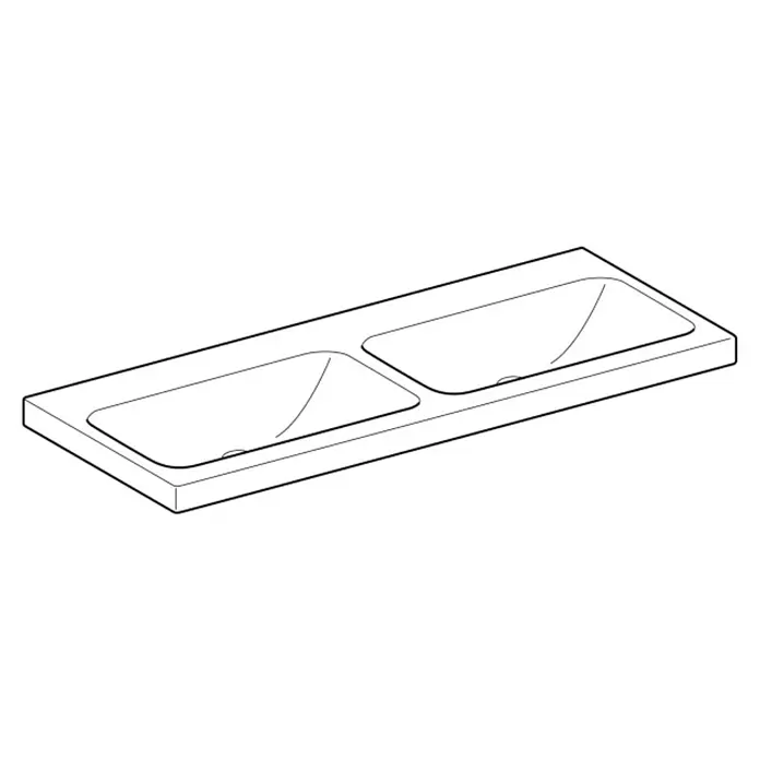 Geberit iCon Light Doppelwaschtisch - 120 x 48 cm, Mit schmutzabweisender Glasur, Ohne Hahnloch/Ohne Überlauf, Weiß - Doppel-Einbauwaschbecken, eine Arbeitsplatte mit zwei eingelassenen Becken.