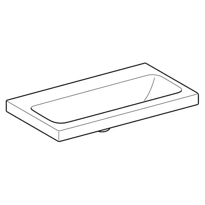 Geberit iCon Light Waschtisch - 75 x 42 cm, Mit schmutzabweisender Glasur, Hahnloch: Ohne, Ohne Überlauf, Weiß - Rechteckiges Waschbecken mit integrierter, schlanker Schale und Abflussloch.
