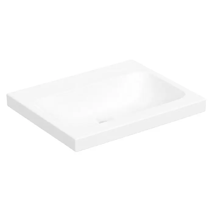 Geberit iCon Light Aufsatzwaschbecken60 x 48 cm, Ohne Spezialglasur, Ohne Hahnloch/Ohne Überlauf, Weiß
