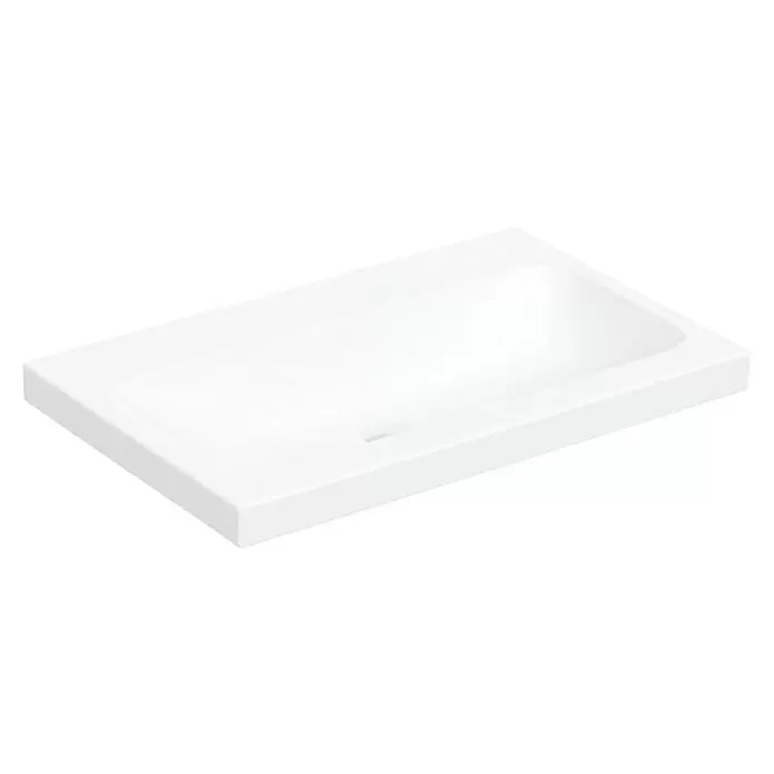 Geberit iCon Light Aufsatzwaschbecken - 75 x 48 cm, Mit schmutzabweisender Glasur, Ohne Hahnloch/Ohne Überlauf, Weiß - Weißes, rechteckiges Waschbecken mit elegantem Design.