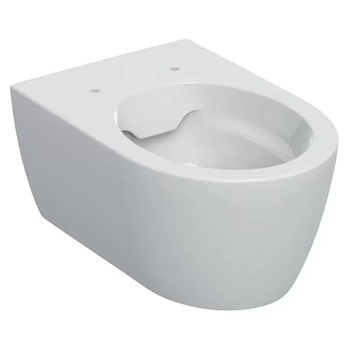 Geberit iCon Wand-WC - Spülrandlos, Ohne Spezialglasur, Spülform: Tief, WC Abgang: Waagerecht, Weiß - Weißes, wandhängendes Keramik-WC mit modernem Design.