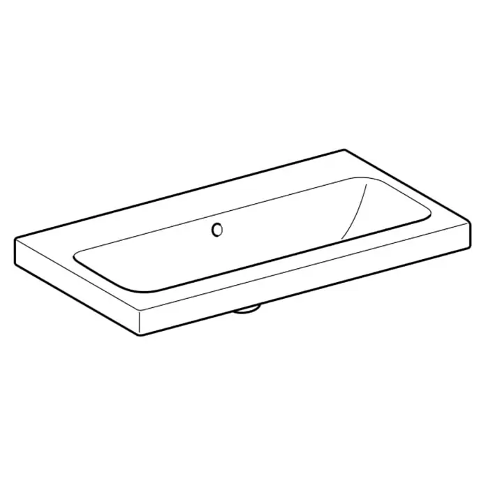 Geberit iCon Light Waschtisch - 75 x 42 cm, Ohne Spezialglasur, Hahnloch: Ohne, Mit Überlauf, Weiß - Weißes rechteckiges Keramik-Waschbecken mit Hahnloch und Überlauf.