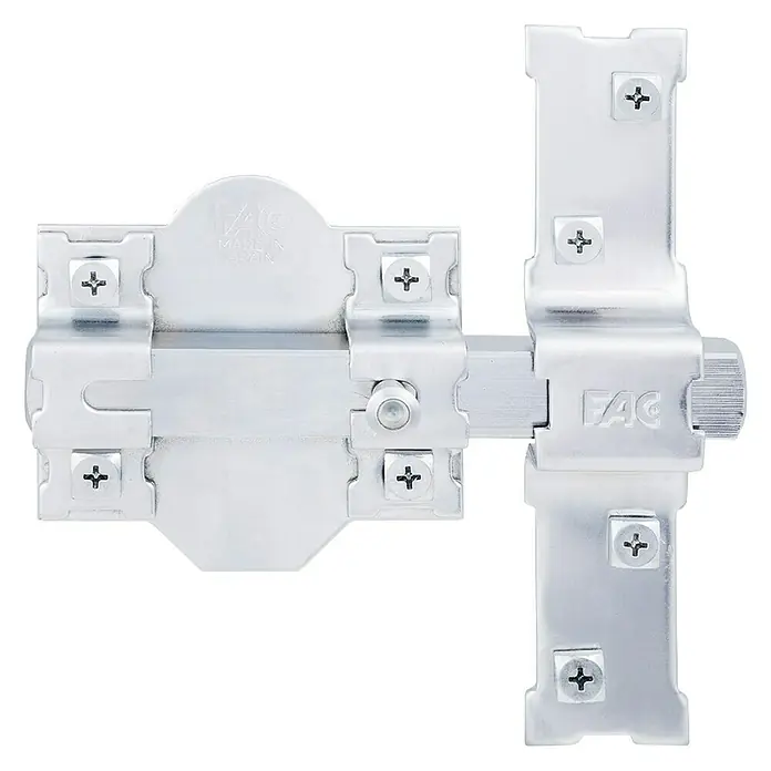 FAC Cerrojo 301-P/86 - L x An x Al: 118 x 150 x 18 mm, Cromo - Un cerrojo deslizante FAC plateado para mayor seguridad en puertas, con tornillos para una fácil instalación.