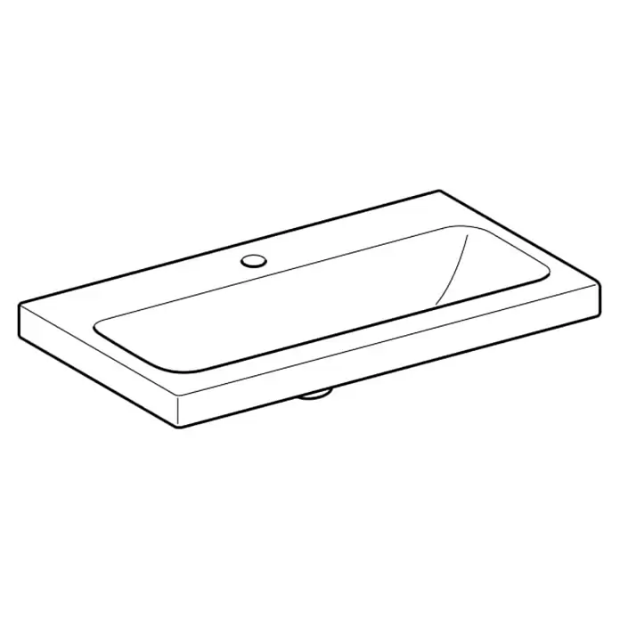 Geberit iCon Light Waschtisch - 75 x 42 cm, Mit schmutzabweisender Glasur, Hahnloch: Mitte, Ohne Überlauf, Weiß - Rechteckiges weißes Keramik-Waschbecken mit integriertem Becken, Hahnloch und Überlauf.