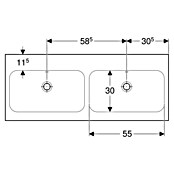 Geberit iCon Light Doppelwaschtisch (120 x 48 cm, Mit schmutzabweisender Glasur, Ohne Hahnloch/Mit Überlauf, Weiß) | BAUHAUS