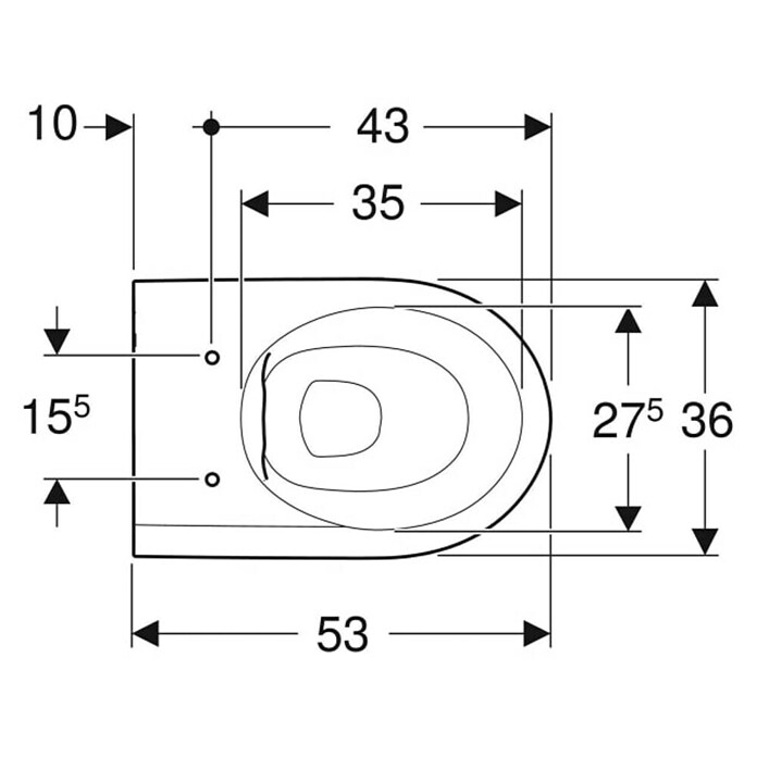 Geberit iCon Wand-WC (Spülrandlos, Mit schmutzabweisender Glasur, Spülform: Tief, WC Abgang: Waagerecht, Weiß) | BAUHAUS