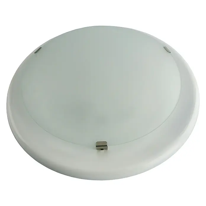 Plafón LED redondo Ice - 20 W, Ø x Al: 31 x 8 cm, Blanco, Blanco neutro - Plafón de techo redondo de cristal blanco con fijaciones cromadas para una iluminación interior moderna.