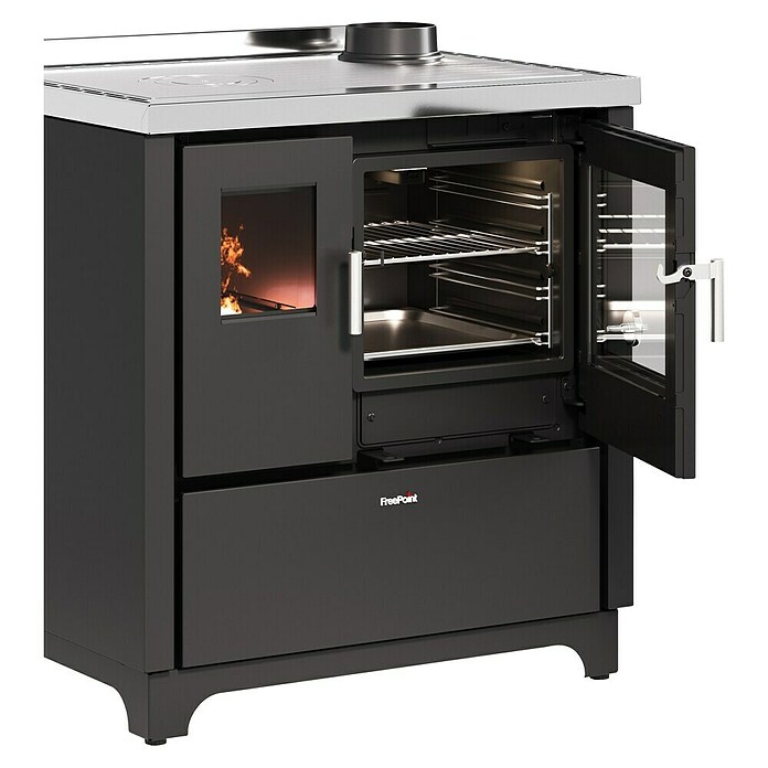FreePoint Küchenherd Frida 80 (7,5 kW, Raumheizvermögen: 214 m³, Schwarz) | BAUHAUS