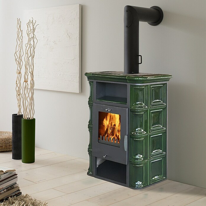 Domofire Kaminofen Bonn I (6,5 kW, Raumheizvermögen: 150 m³, Material Verkleidung: Keramik, Grün) | BAUHAUS