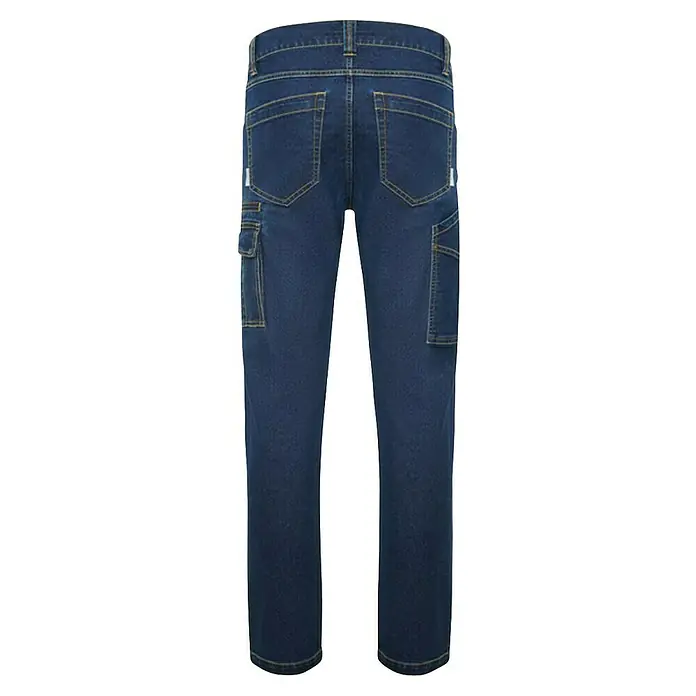 Pantalones de trabajo Raptor - 42, Azul, Caballeros - Vista trasera de unos pantalones cargo azules. Pantalones de trabajo duraderos con detalles prácticos y material resistente.