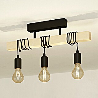 Eglo Townshend Deckenleuchte (180 W, L x B x H: 55 x 10,5 x 26,5 cm, Schwarz/Braun, E27)