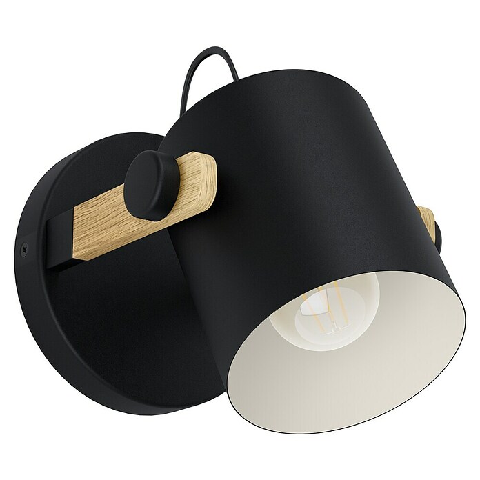 Eglo Hornwood Aplique de pared redondo (28 W, Negro, E27) | BAUHAUS