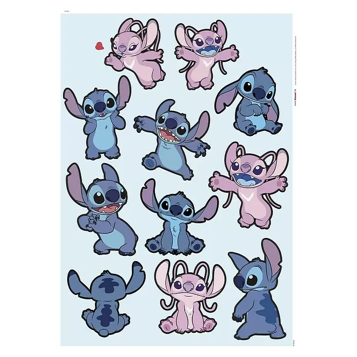 Komar Wandtattoo Stitch & Angel Happy - Bunt, 12 -tlg. - Sticker von Stitch und Angel (Lilo & Stitch) in verschiedenen Posen.
