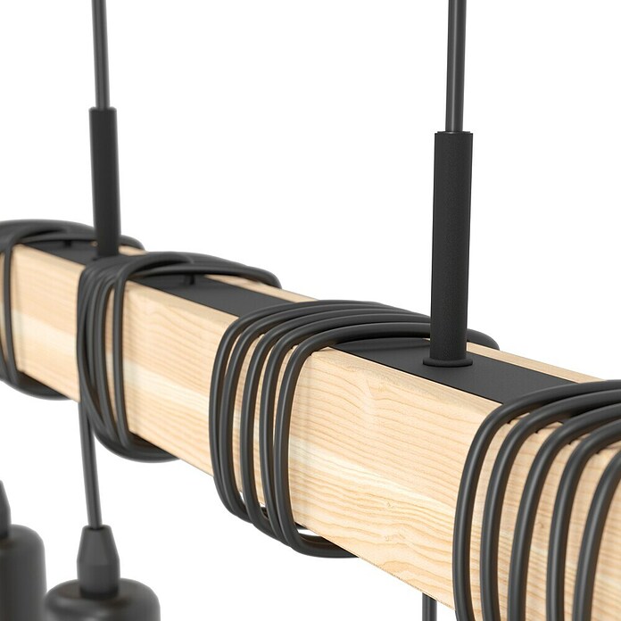 Eglo Townshend Pendelleuchte (240 W, L x B x H: 70 x 10,5 x 110 cm, Braun/Schwarz, E27, 4 Stk.) | BAUHAUS