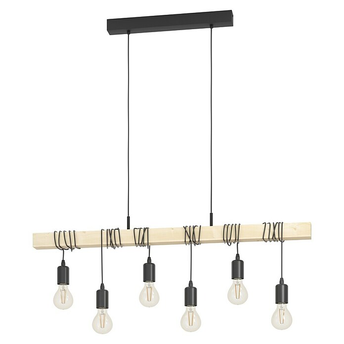 Eglo Townshend Pendelleuchte (360 W, L x B x H: 100 x 10 x 110 cm, Braun/Schwarz, E27, 6 Stk.) | BAUHAUS