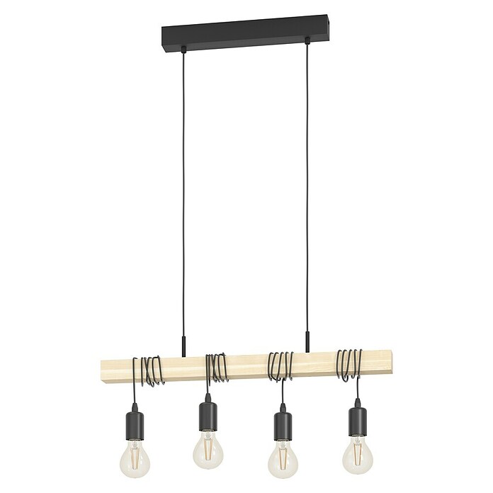 Eglo Townshend Pendelleuchte (240 W, L x B x H: 70 x 10,5 x 110 cm, Braun/Schwarz, E27, 4 Stk.) | BAUHAUS