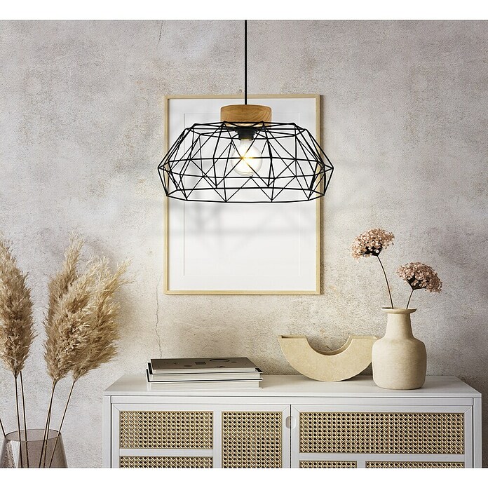 Eglo Padstow Pendelleuchte rund (60 W, Ø x H: 45,5 x 110 cm, Schwarz, E27) | BAUHAUS