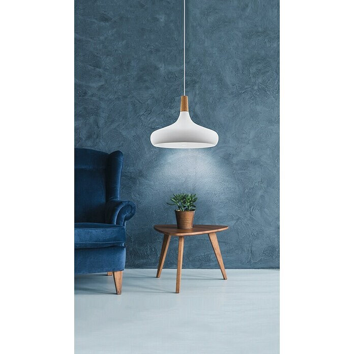 Eglo Lámpara colgante redonda Sabinar (40 W, Ø x Al: 40 x 110 cm, Marrón/Blanco, E27) | BAUHAUS