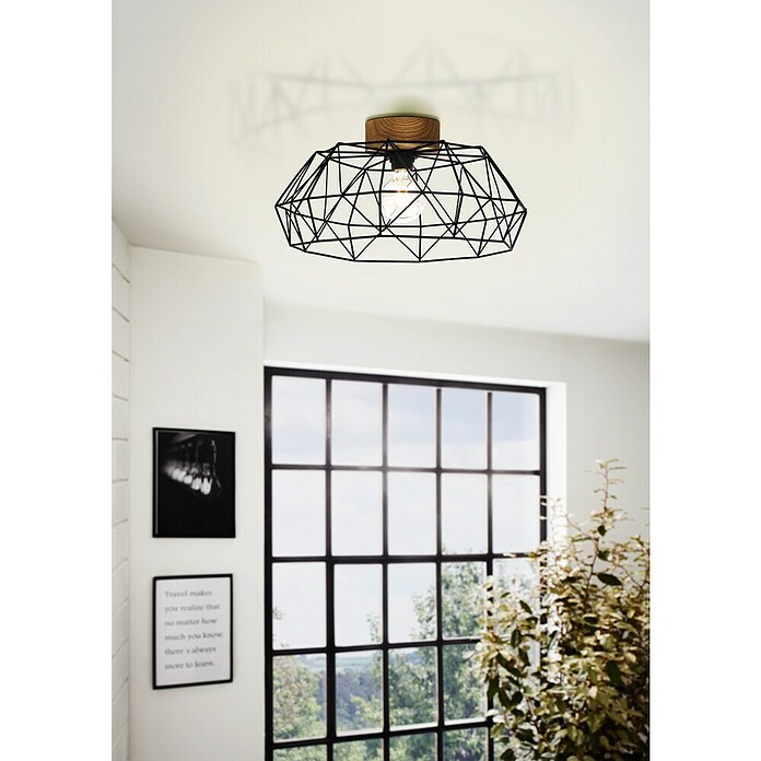Eglo Padstow Plafón redondo (60 W, Ø x Al: 45,5 x 20,5 cm, Negro, E27) | BAUHAUS