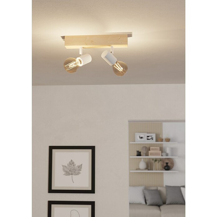 Eglo Townshend 3 Foco de pared (120 W, Marrón/Blanco, E27, 2 ud.) | BAUHAUS