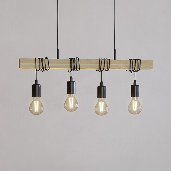 Eglo Townshend Pendelleuchte (240 W, L x B x H: 70 x 10,5 x 110 cm, Braun/Schwarz, E27, 4 Stk.) | BAUHAUS