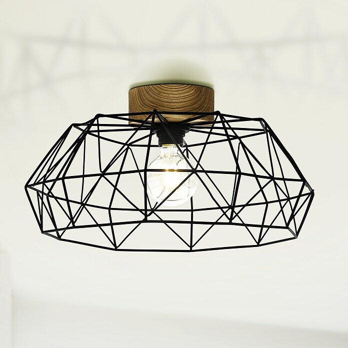 Eglo Padstow Plafón redondo (60 W, Ø x Al: 45,5 x 20,5 cm, Negro, E27) | BAUHAUS