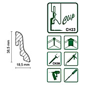 Sockelleiste FU018L (L x B x H: 2 400 x 18,5 x 38,5 mm, MDF, Aluminium Color) | BAUHAUS