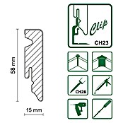 Sockelleiste FU062L (L x B x H: 2 400 x 15 x 58 mm, MDF, Grau RAL7037) | BAUHAUS