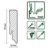 Sockelleiste FU086L (L x B x H: 2 400 x 16 x 70 mm, MDF, Ultra Weiß) | BAUHAUS