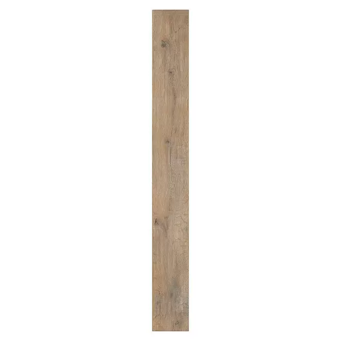 Decolife Designboden Naturestyle Pure - Oak Raw, Landhausdiele, 1.220 x 185 x 9 mm - Hellbraune Holzdiele mit ausgeprägter Maserung und Ästen.
