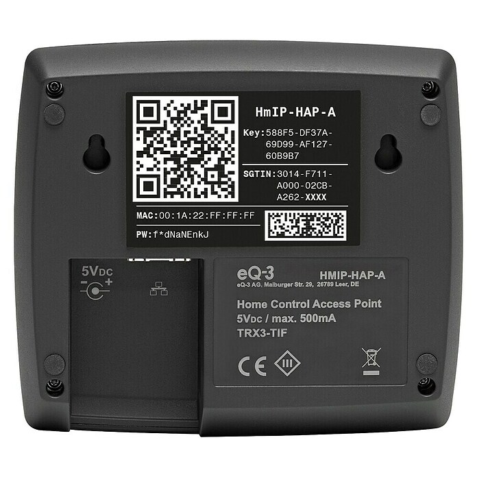 Homematic IP Steuerzentrale Access Point HmIP-HAP-A (Anthrazit, 11,8 x 10,4 x 2,6 cm, Funkfrequenz: 868 - 868,6 MHz/869,4 - 868,65 MHz) | BAUHAUS