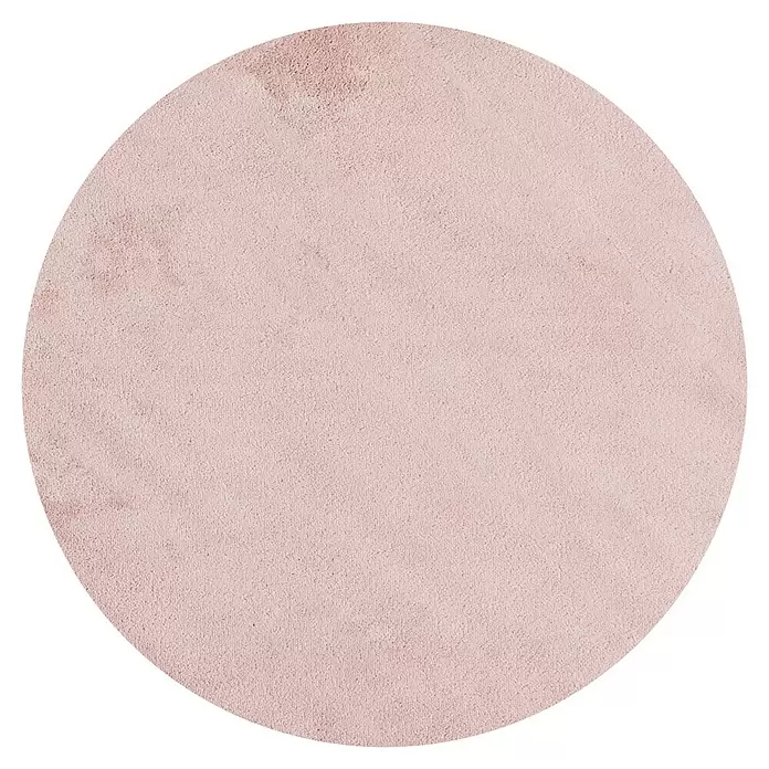 Kurzflorteppich Sky - Rosa, Durchmesser: 160 cm, 100 % Polyester - Runder rosa Teppich mit Textur.