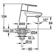 Grohe Eurodisc Cosmopolitan Kaltwasser-Standventil XS-Size (Chrom, Glänzend, Ohne Zugstange) | BAUHAUS