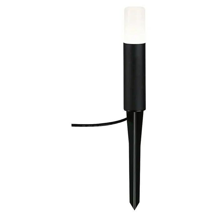 Paulmann Plug & Shine LED-Wegeleuchte Flarea - Schwarz, Höhe: 20 cm, Warmweiß - Eine schwarze Gartenleuchte mit Erdspieß und einem leuchtenden, weißen Lampenkopf. Ideal für die Gartenbeleuchtung.