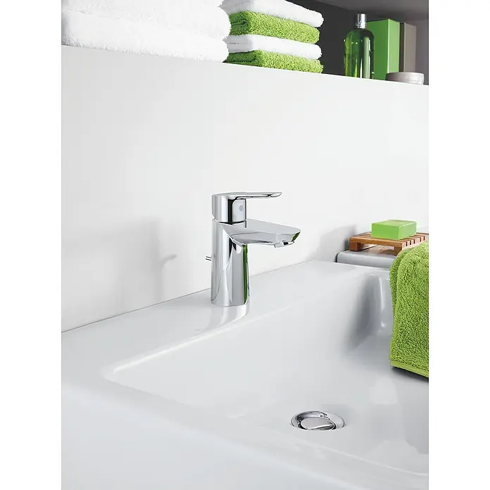 Grohe Waschtischarmatur Bauedge S-Size - Chrom, Glänzend - Elegante Waschtischarmatur im modernen Design. Die Chromoberfläche sorgt für einen edlen Look im Badezimmer.