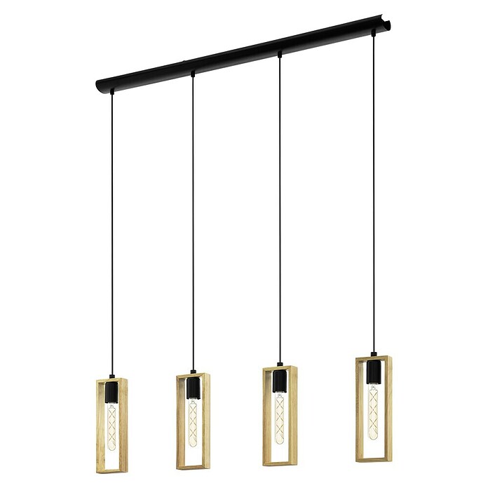 Eglo Lámpara colgante (160 W, L x An x Al: 116 x 5,5 x 110 cm, Negro/Marrón, E27, Número de bombillas: 4 ud.) | BAUHAUS