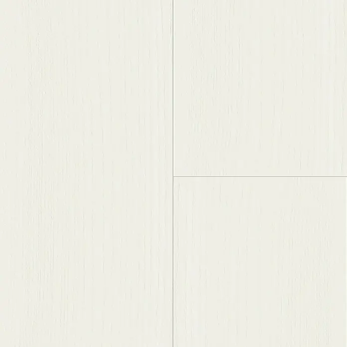 Parador Parkettmuster Classic 3060 Natur Esche Kir weiß - 200 x 185 x 13 mm, Landhausdiele - Detailaufnahme eines weißen Laminatbodens mit Holzmaserung, ideal für moderne Innenräume und zeitgemäßes Wohnen.