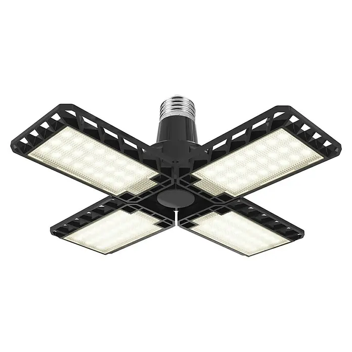 Ledvance Deckenleuchte Highbay E27 Blade - 23 W, L x B x H: 23,1 x 23,1 x 9,1 cm, Schwarz, E27 - Deckenleuchte mit vier LED-Paneelen für Werkstatt und Garage, sorgt für helles Licht. Robustes Design, leicht zu installieren.
