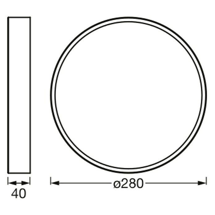 Ledvance Orbis Led-plafondlamp, rond Slim Moia (20 W, Ø x h: 28 x 4 cm, Warm wit) | BAUHAUS