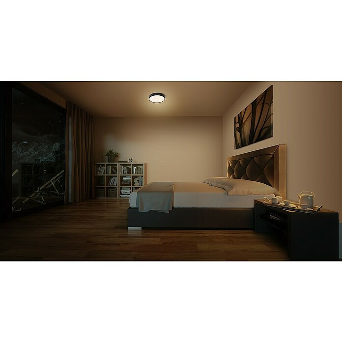 Ledvance Orbis Led-plafondlamp, rond Slim Moia (20 W, Ø x h: 28 x 4 cm, Zwart, Warm wit) | BAUHAUS