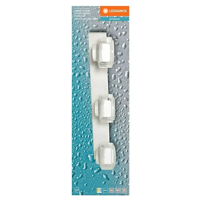 Ledvance Orbis LED-Wandleuchte Flame - 16,5 W, L x B x H: 50 x 13 x 9 cm, Weiß, Warmweiß, 3 Stk. - LEDVANCE ORBIS® FLAME 3-fach weiße Badleuchte mit Click-CCT Funktion für angenehme Beleuchtung im Badezimmer.