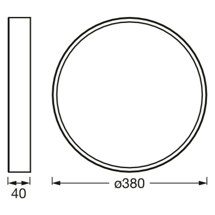 Ledvance Orbis Led-plafondlamp, rond Slim Moia (24 W, Ø x h: 38 x 4 cm, Wit, Warm wit) | BAUHAUS