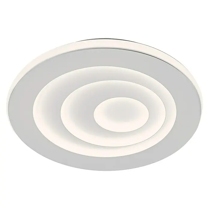 Ledvance Orbis LED-Deckenleuchte rund Spiral - 38 W, Ø x H: 36,5 x 5,6 cm, Weiß, Warmweiß - Nahaufnahme einer eleganten, runden LED-Deckenleuchte mit konzentrischen Kreisen, die ein modernes und helles Ambiente bietet.